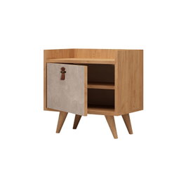 Hanah Home Mesilla de Noche Roble y Blanco, Moderna Escandinava, 50x55x40cm